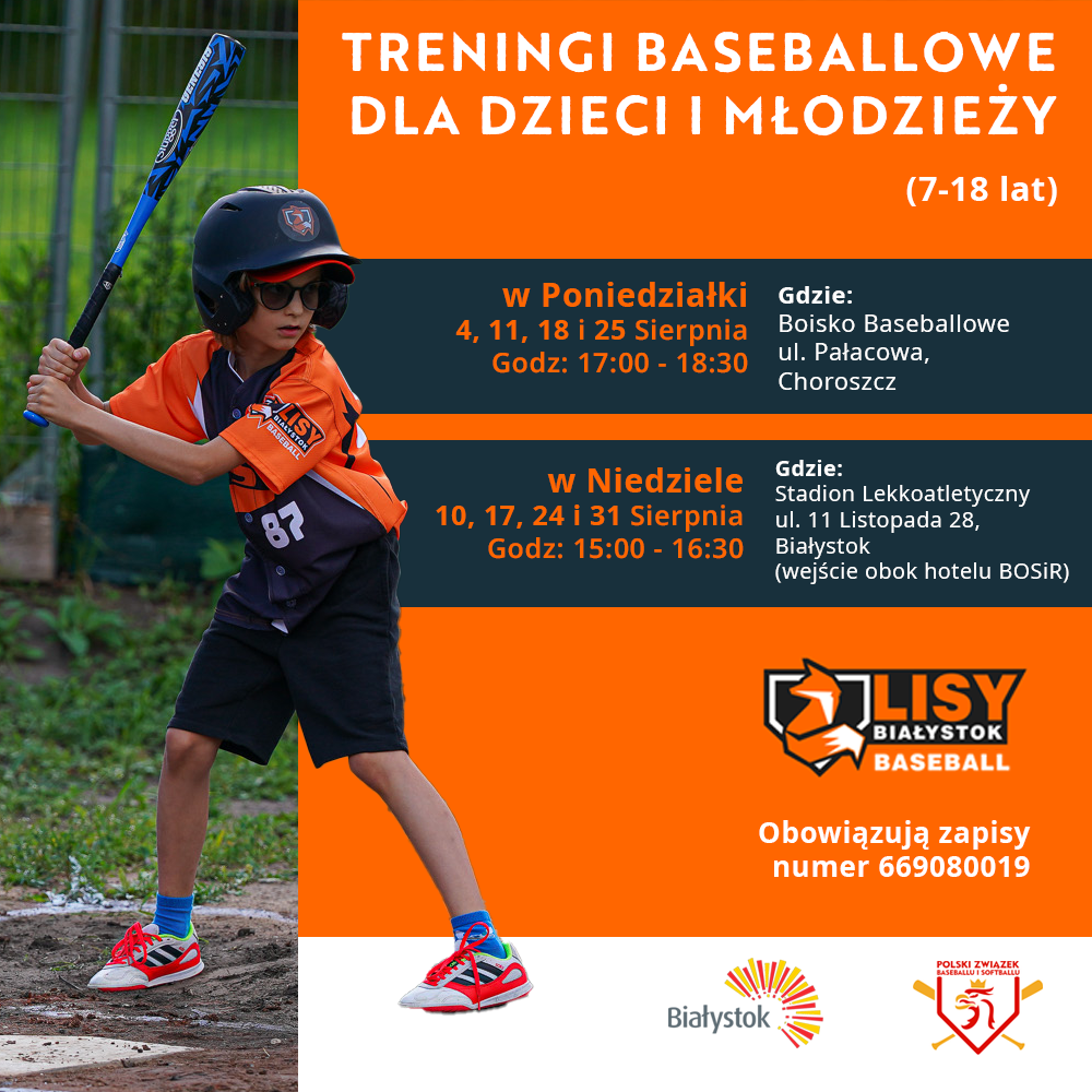 Sierpień 2025 - Treningi Baseballowe dla Dzieci i Młodzieży w Białymstoku