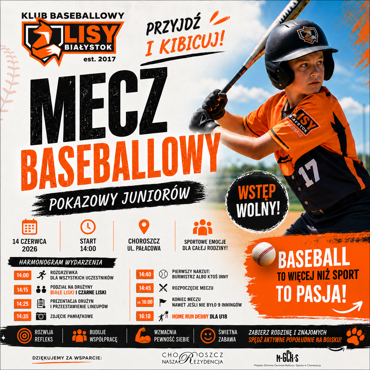 Mecz Baseballowy Pokazowy Juniorów już 14 czerwca w Choroszczy!