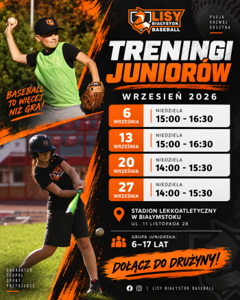 Treningi juniorów we wrześniu 2026 – Lisy Białystok Baseball