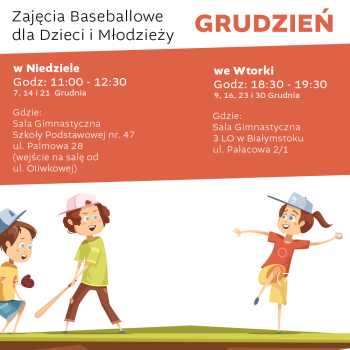 Treningi baseballowe dla dzieci i młodzieży – grudzień 2025
